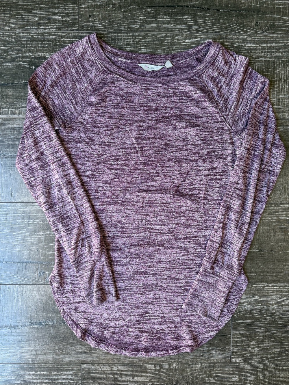 Athleta Heathered Plum Purple Space Dye Long Sleeve Top w/ Thumbholes XS